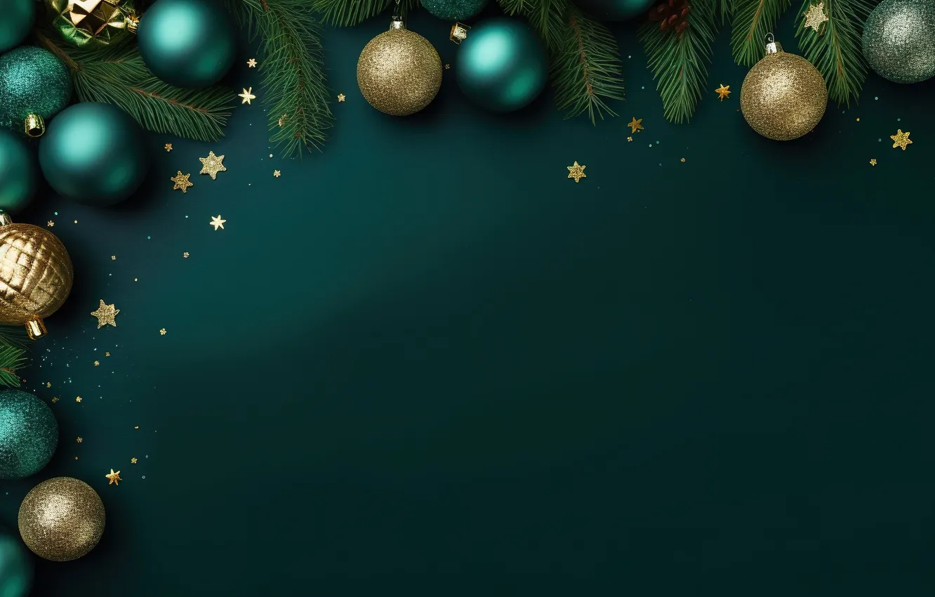 Фото обои украшения, фон, шары, елка, Рождество, Новый год, golden, Christmas