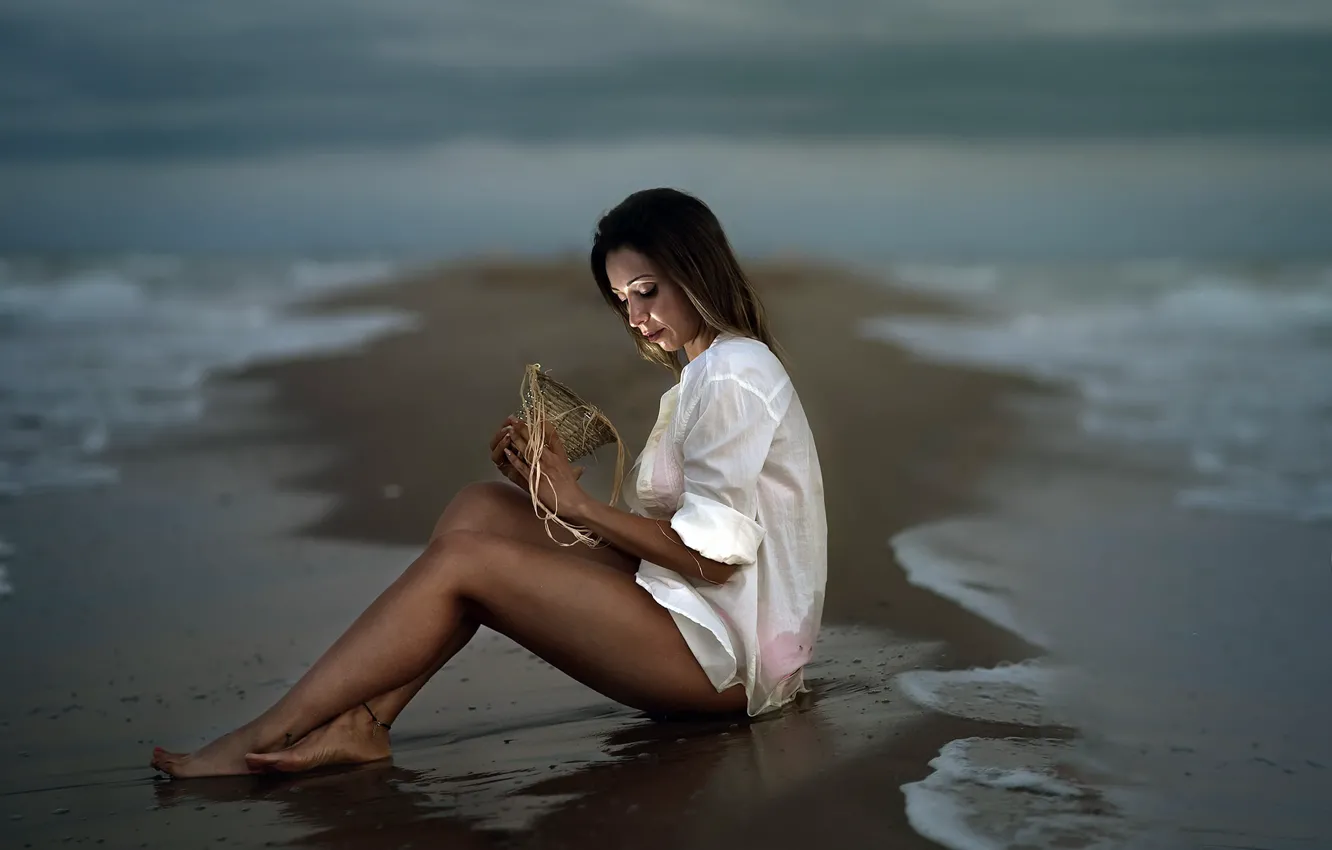 Фото обои море, девушка, берег, Mireia Lilu