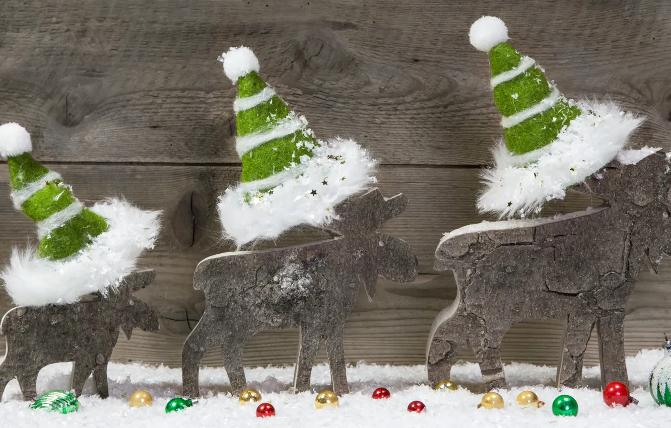 Фото обои Новый Год, Рождество, Christmas, wood, snow, decoration, gifts