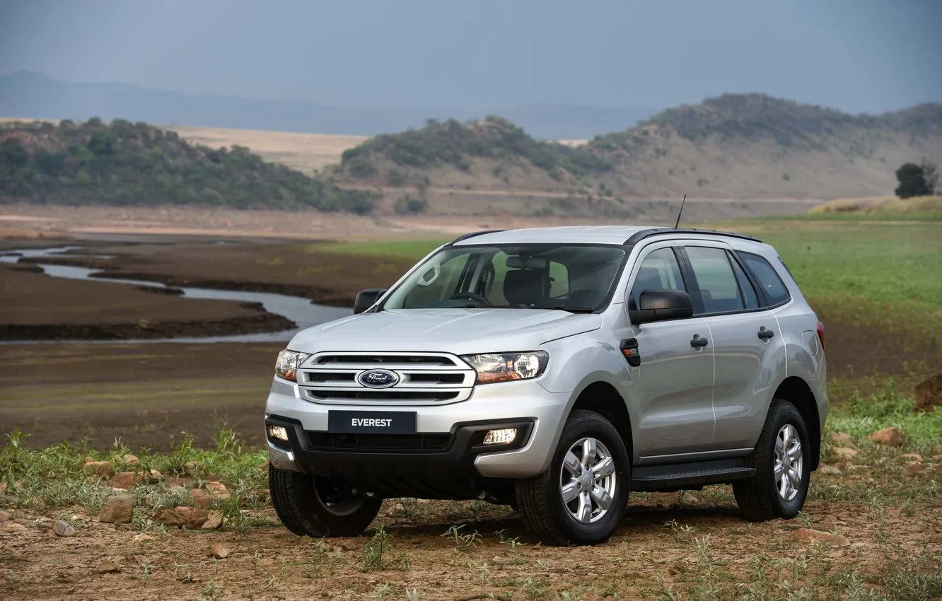 Фото обои Ford, долина, Everest, 4WD, 2015, серо-серебристый, XLS