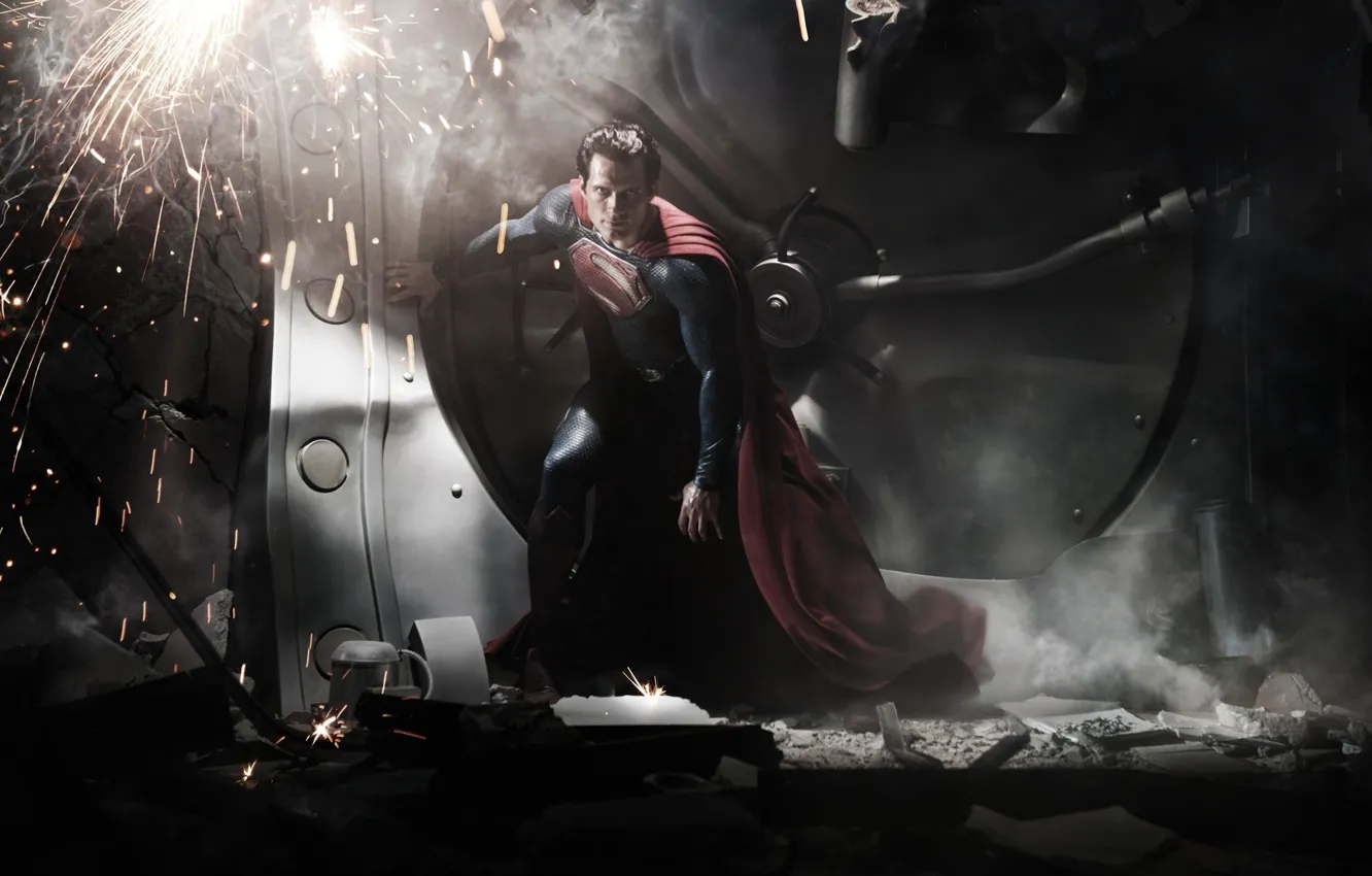 Фото обои искры, костюм, мужчина, superman, плащ, супермен, супергерой, супермэн