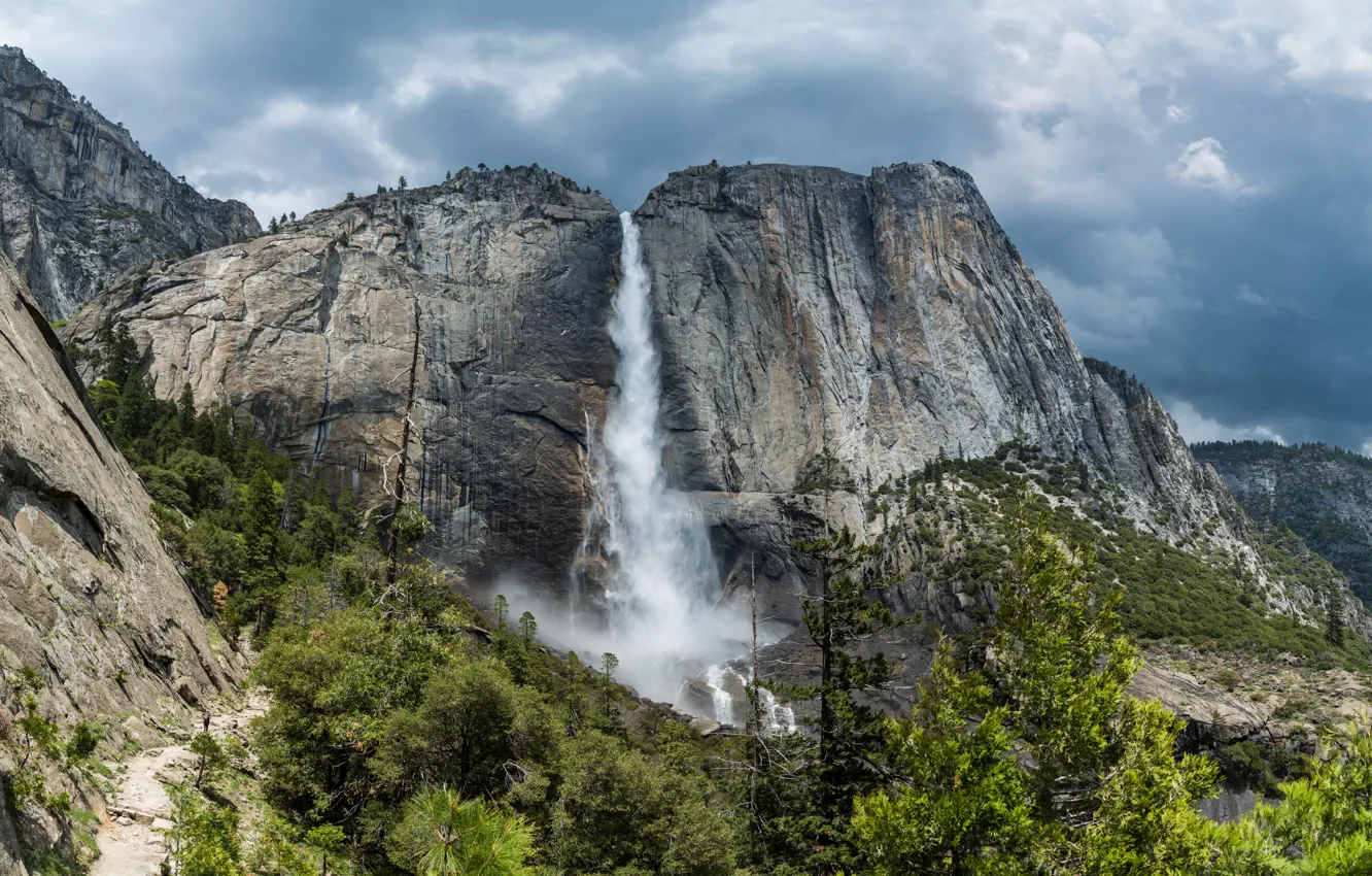 Фото обои rock, nature, fall, yosemite