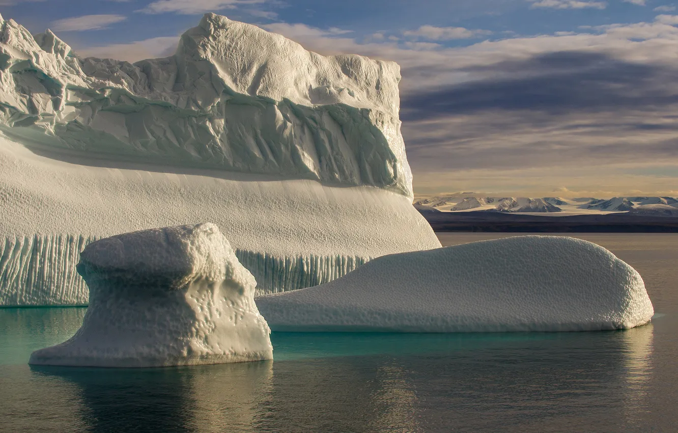 Фото обои холод, море, ледник, льдины, айсберги