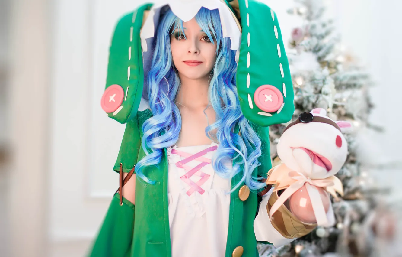 Фото обои kawaii, christmas, game, woman, anime, cosplay, christmas tree, bishojo