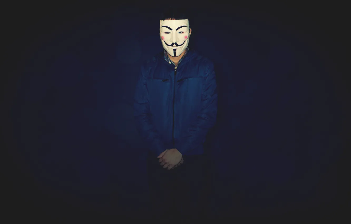 Фото обои Dark, Blue, Style, Men, V for Vendetta, Boy, Mood, Mask