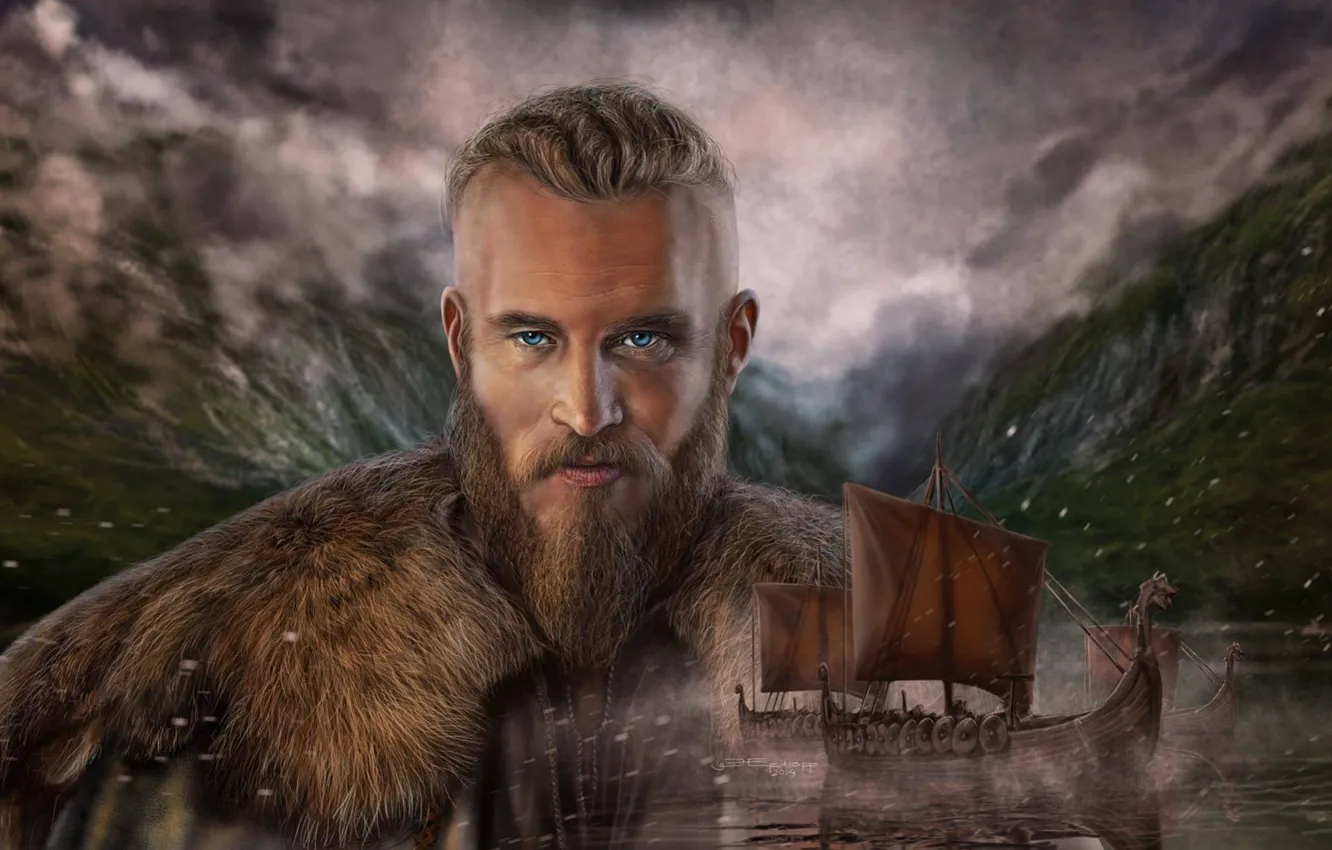 Фото обои викинг, драккары, Edikt Art, Викинги Рагнар Лодброк, Vikings Ragnar Lodbrok