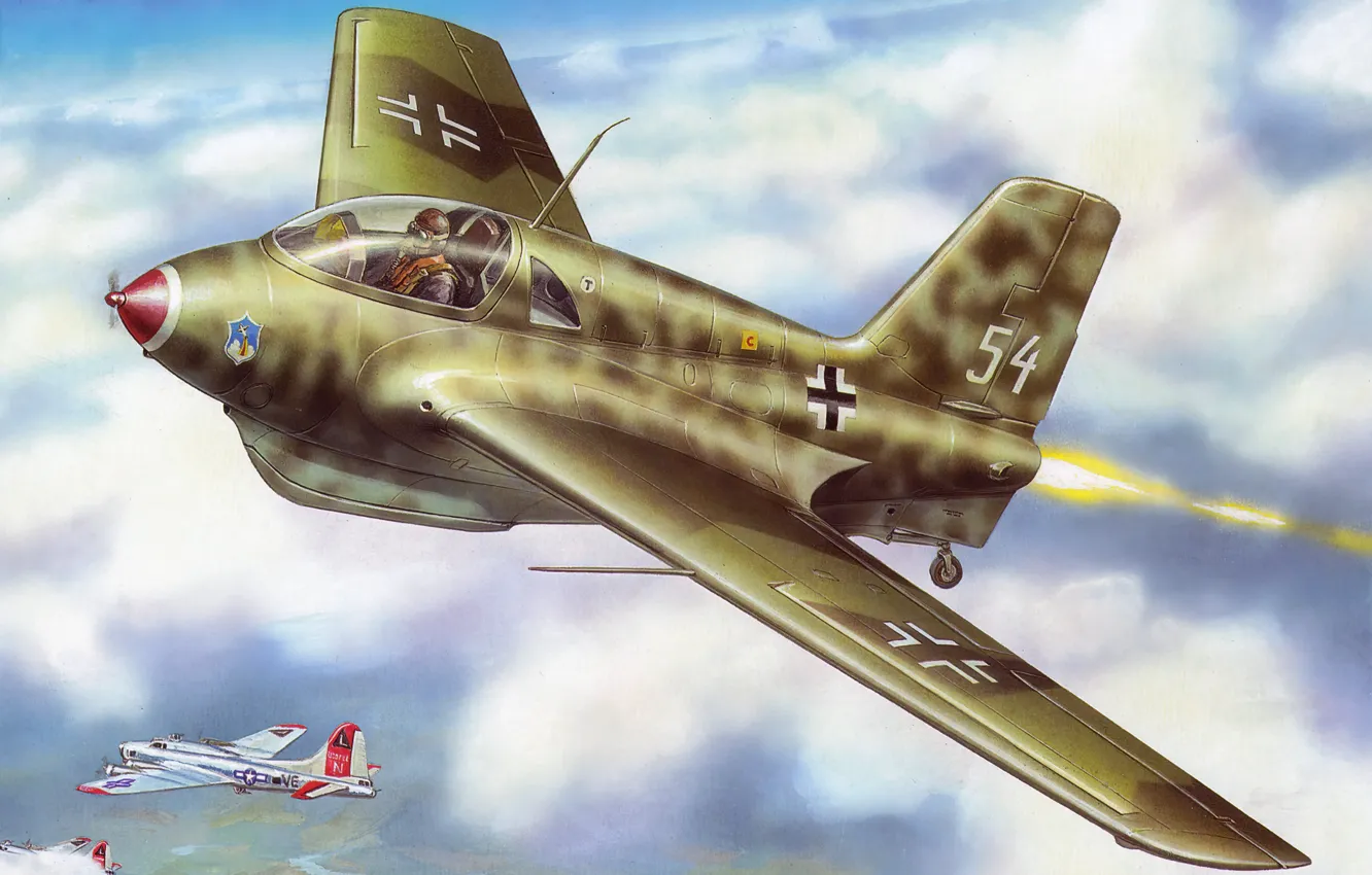 Фото обои Германия, Luftwaffe, Боевой самолет, Меsserschmitt, Me-163