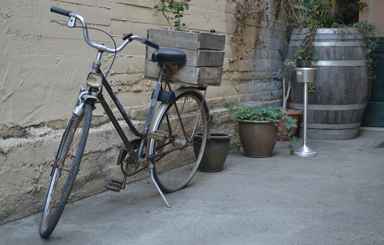 Фото обои велосипед, ретро, ящик, греция