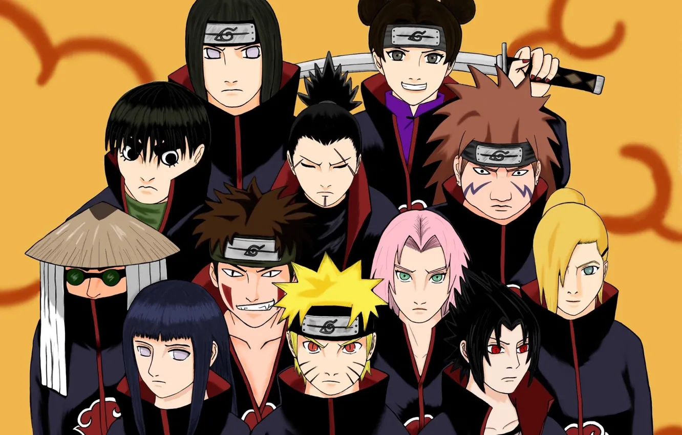 Фото обои Kiba, Sasuke, Naruto, Sakura, anime, ninja, Akatsuki, manga