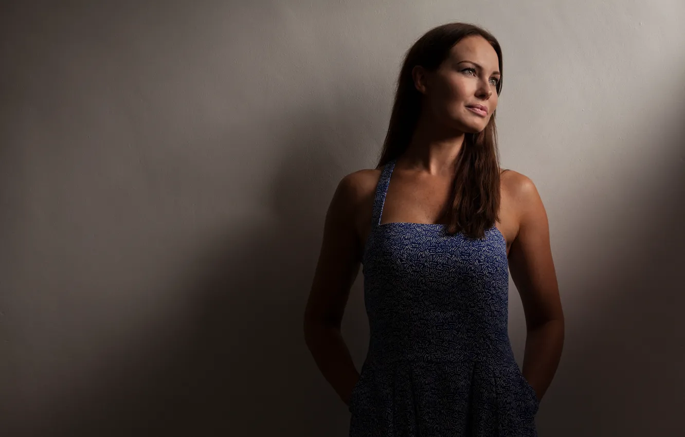 Фото обои девушка, лицо, фон, волосы, платье