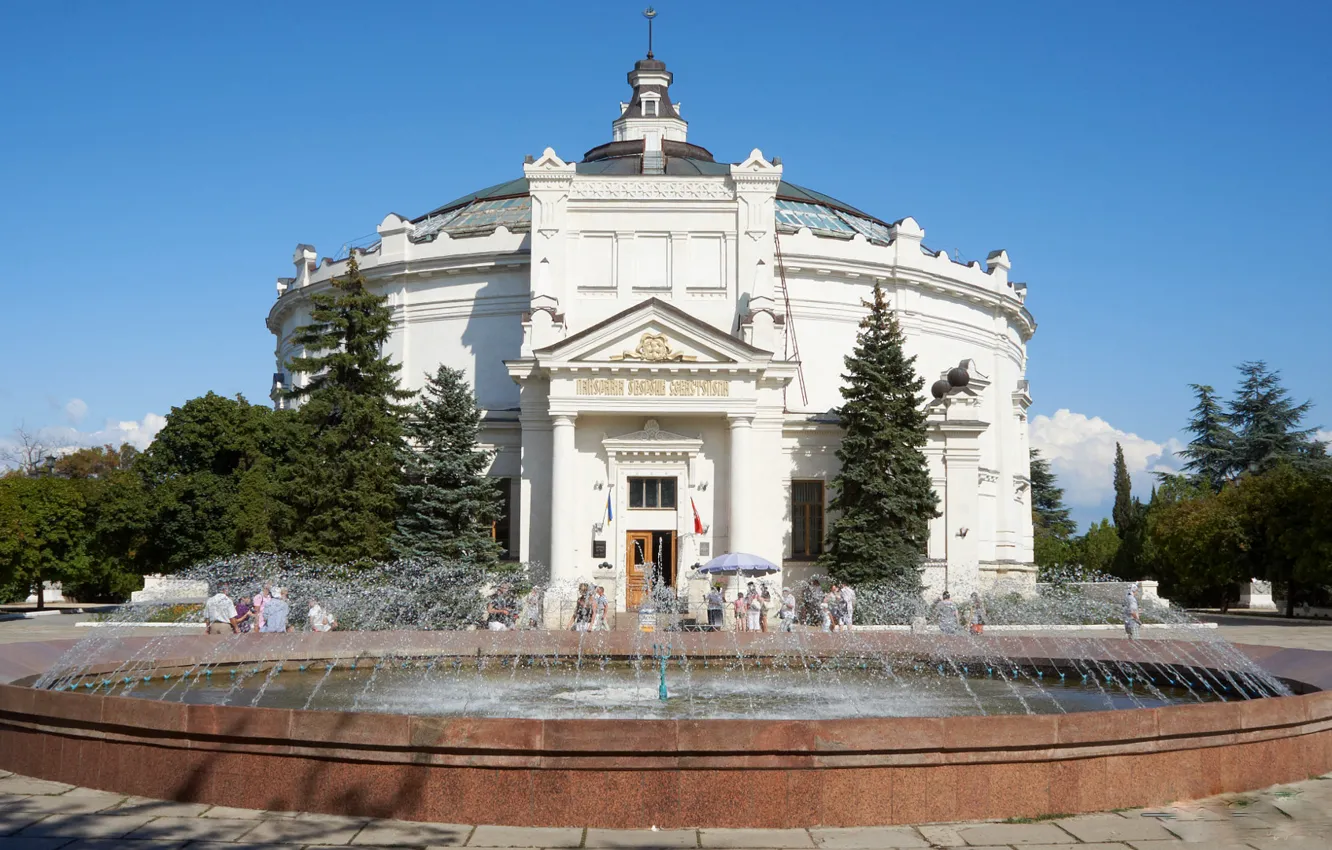 Фото обои природа, дом, здание, панорама, фонтан, музей, архитектура, Крым
