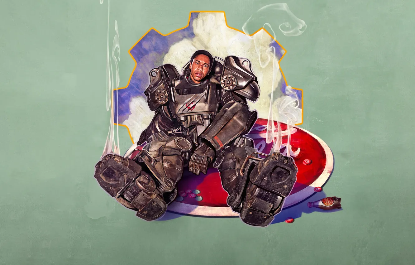 Фото обои metal, logo, warrior, fallout