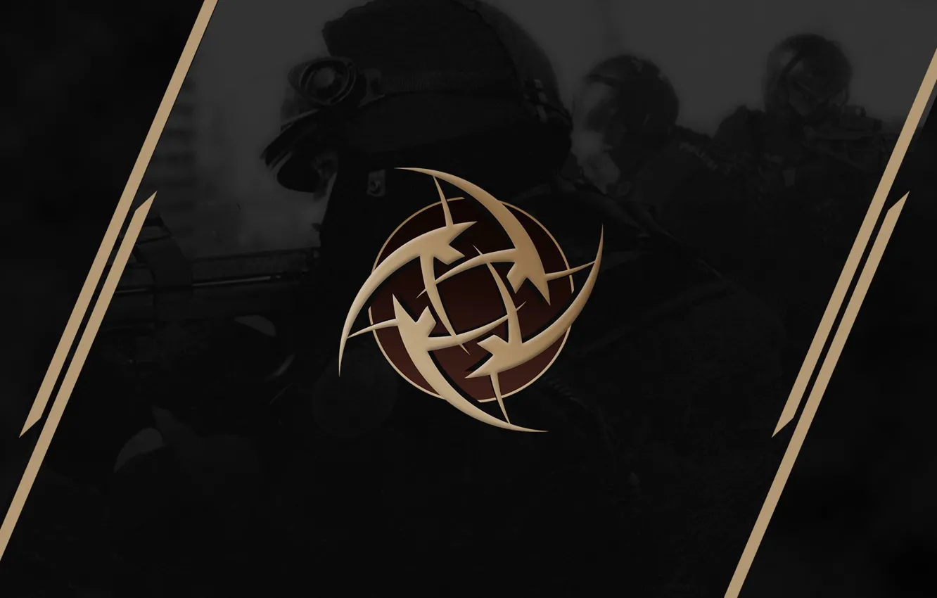 Фото обои полосы, логотип, черный фон, спецназ, counter-strike, csgo, nip, cs go