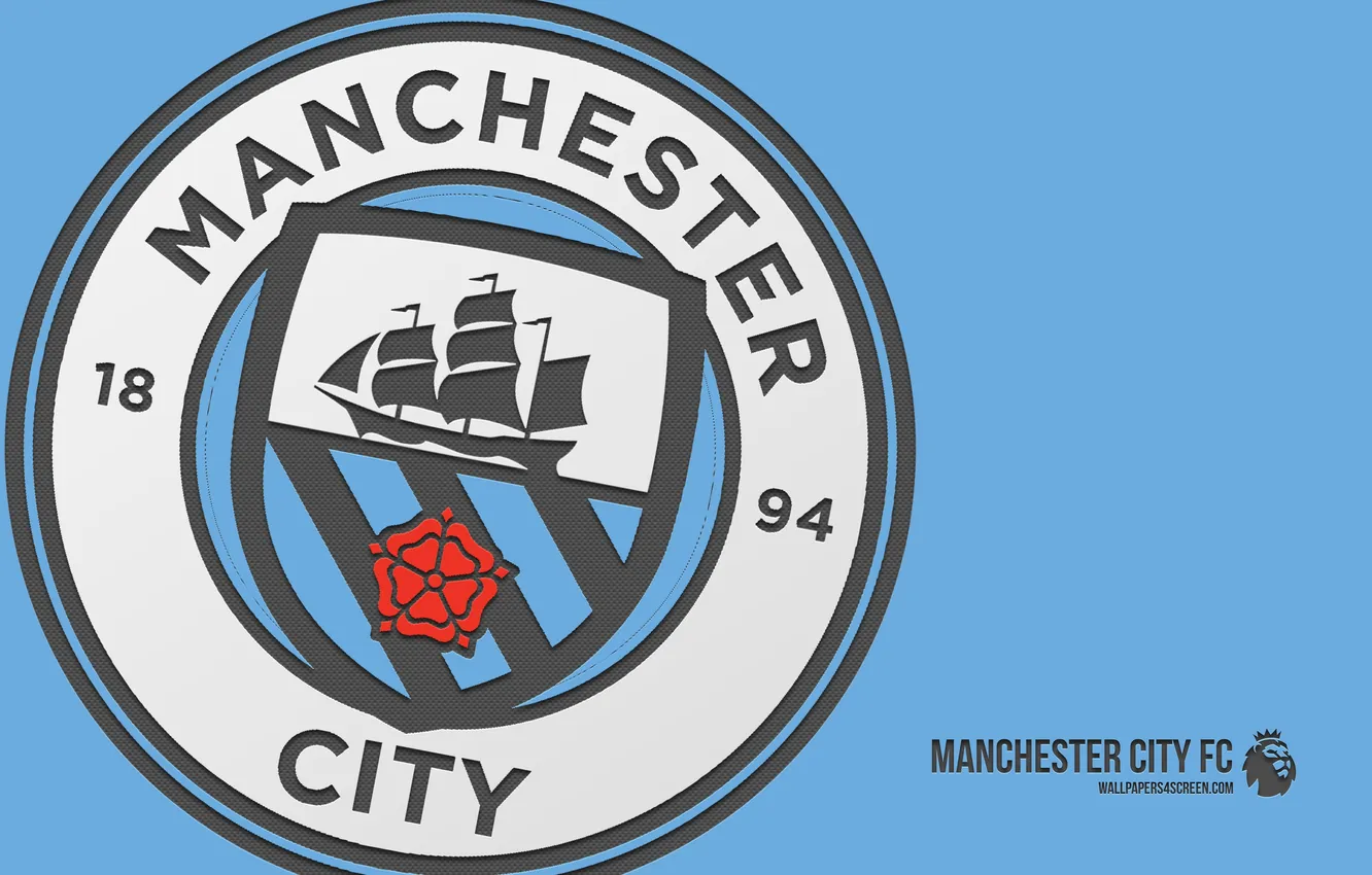 Фото обои Logo, Football, Premier League, Soccer, Man City, Manchester City, Emblem, Badge