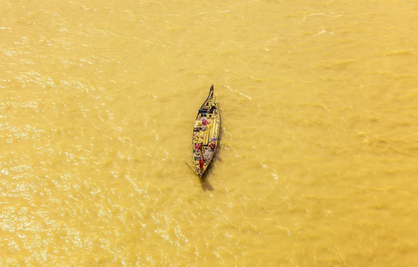 Фото обои river, boat, fisherman