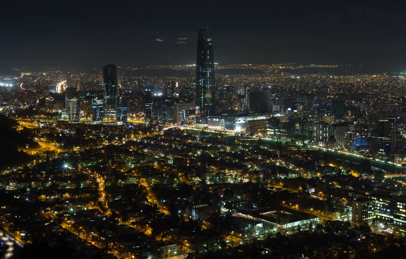 Фото обои ночь, night, Чили, noche, Сантьяго, Santiago de Chile