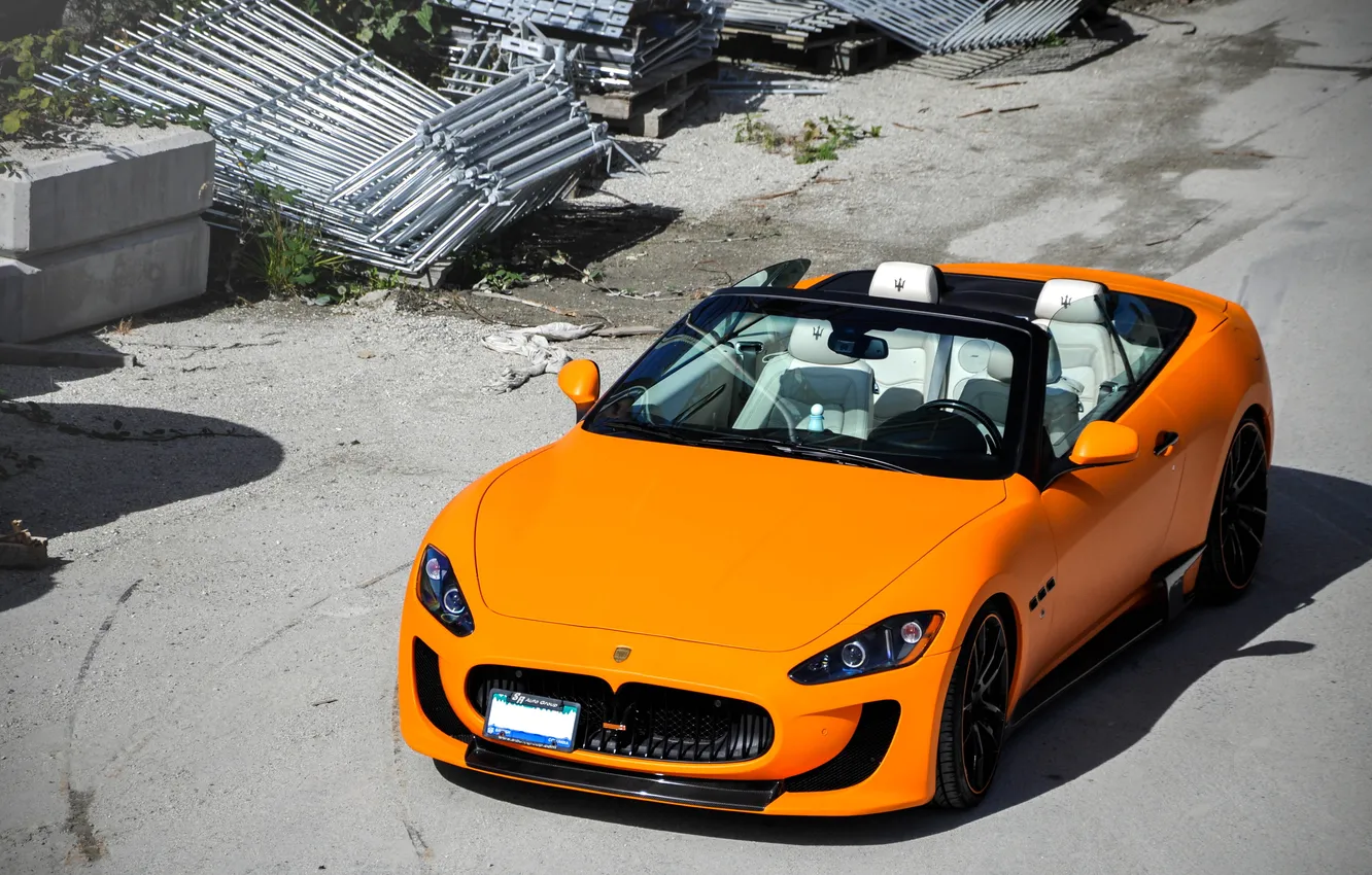 Фото обои оранжевый, Maserati, кабриолет, мазерати, orange, Grandturismo