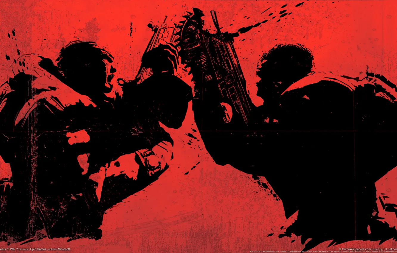 Фото обои gears of war2, жесть, дуэль на пилах