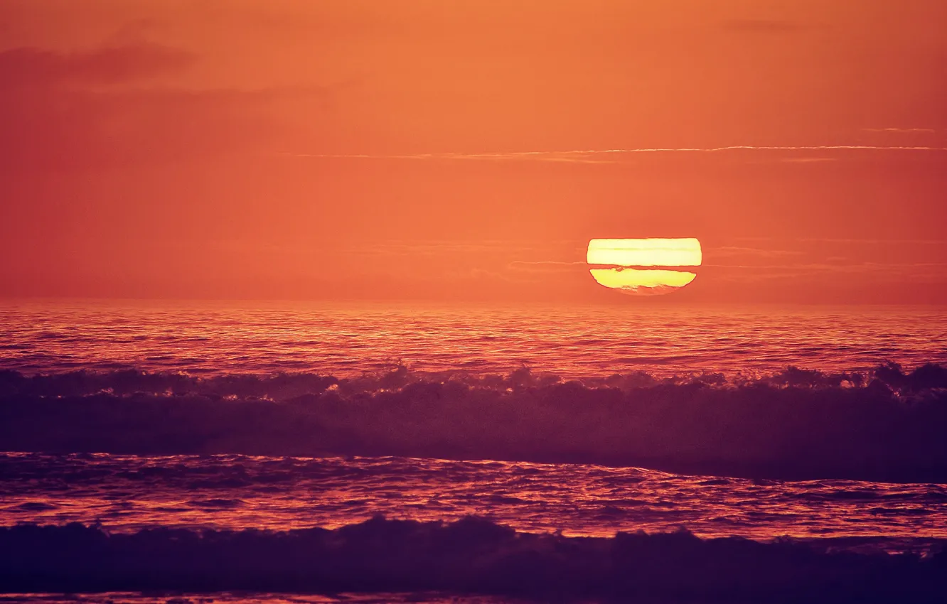 Фото обои waves, beach, sunrise