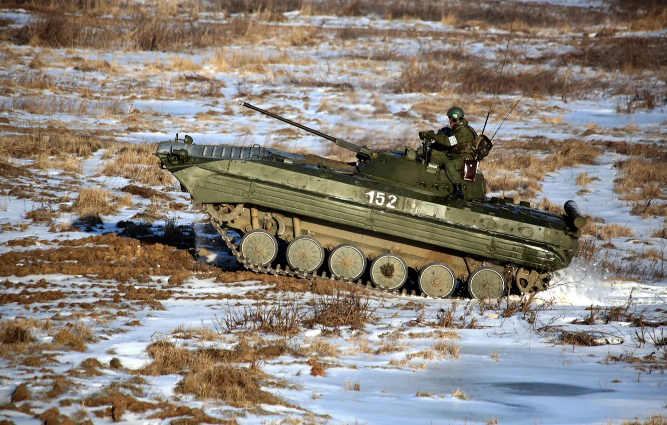 Фото обои машина, боевая, БМП-2, пехоты