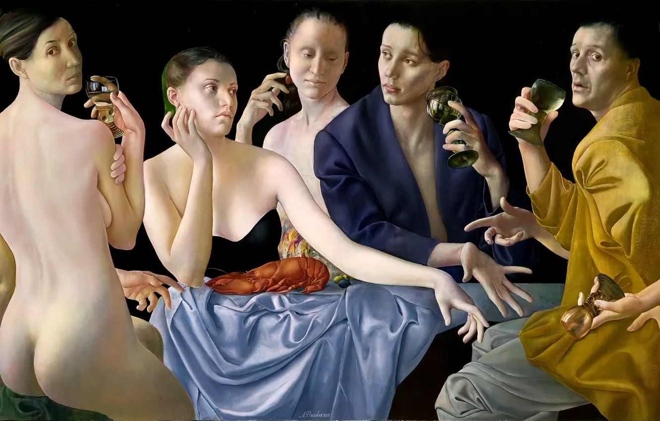 Фото обои женщины, 2008, мужчины, шедевр, рак, бакалы, Фигуративная живопись, Normunds Braslins