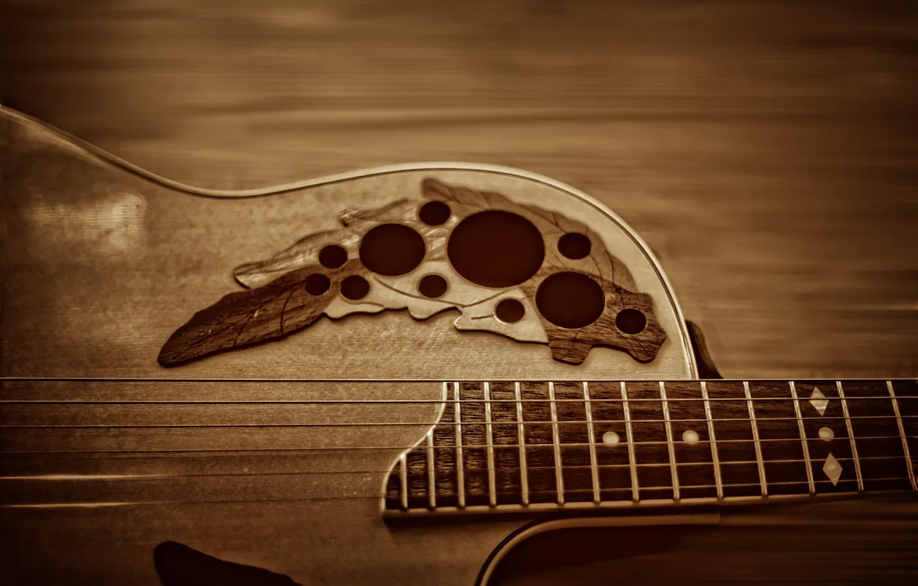 Фото обои music, wood, strings, musical instruments, guitars, Ovation, Kide & JC, Kide fotoart
