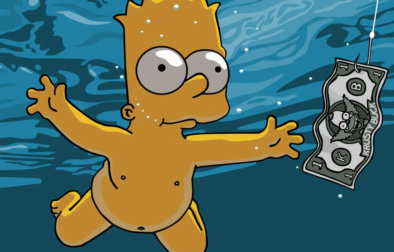 Фото обои мультфильм, Симпсоны, simpsons, Барт, Nevermind, Nirvana
