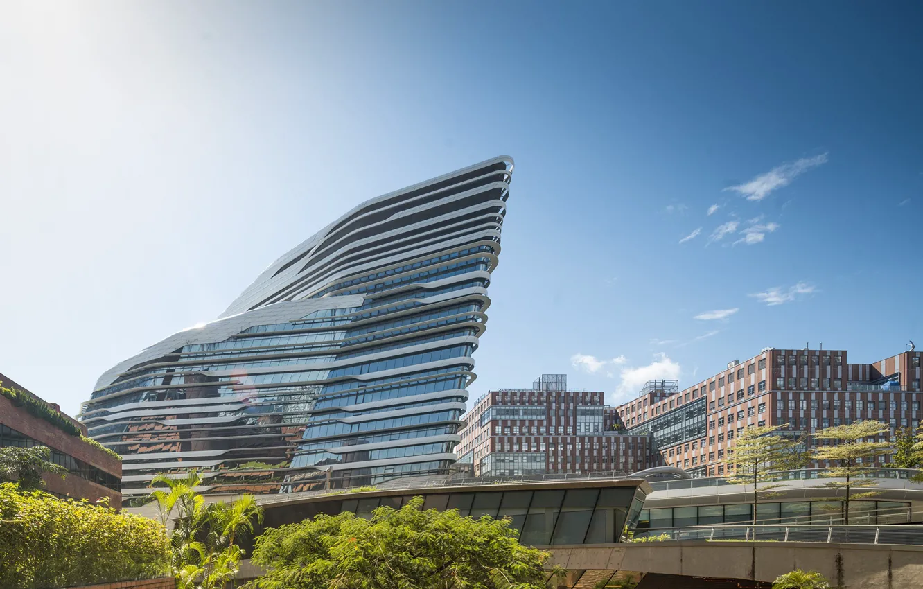 Фото обои небо, растительность, здания, архитектура, Zaha Hadid's Innovation Tower