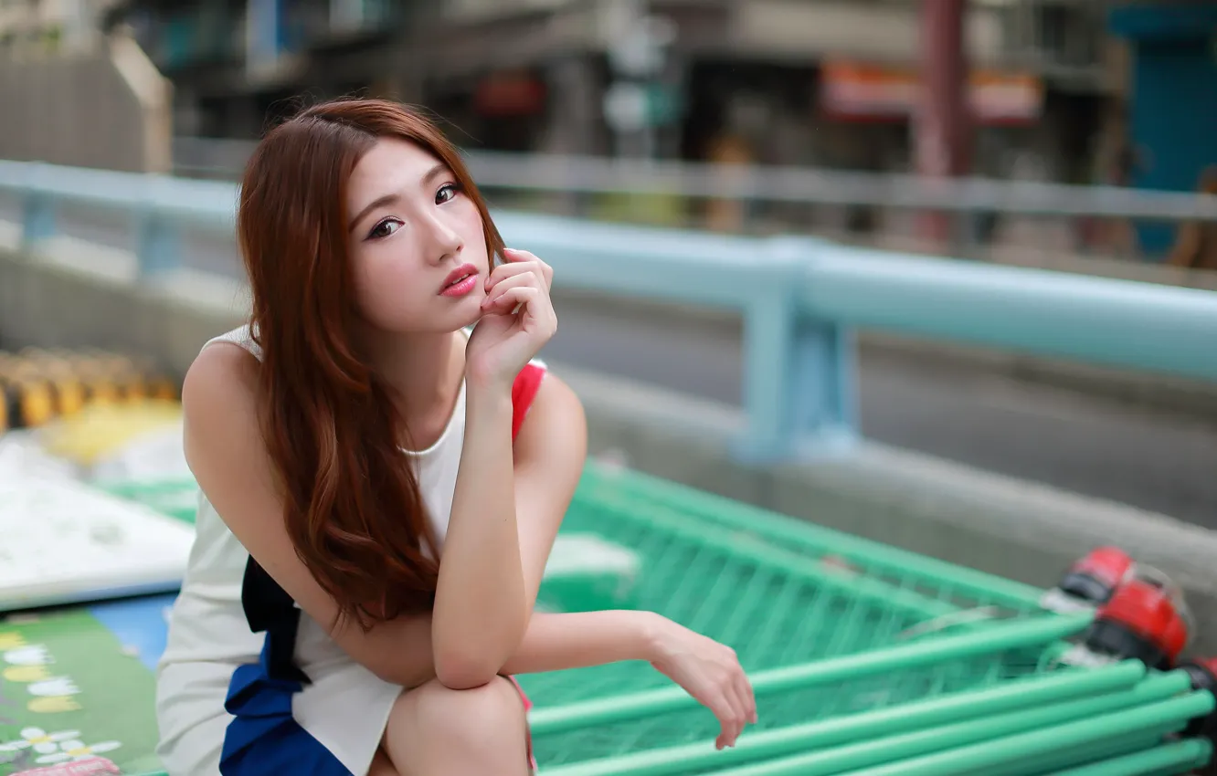 Фото обои девушка, азиатка, милашка