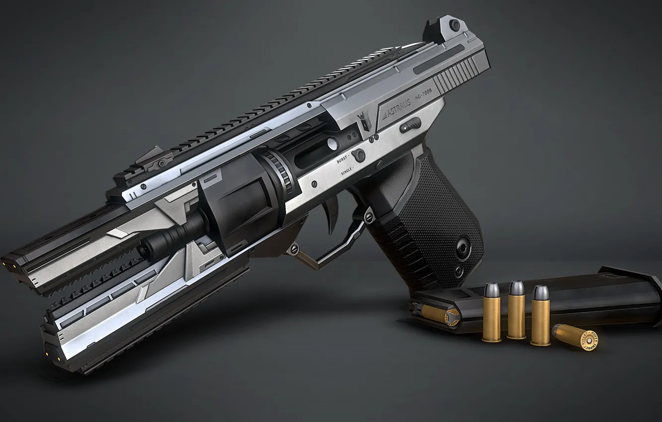 Фото обои оружие, арт, Sci-fi Handgun, Marcelo M. Prado