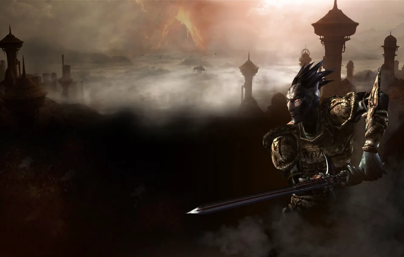 Фото обои туман, меч, Morrowind