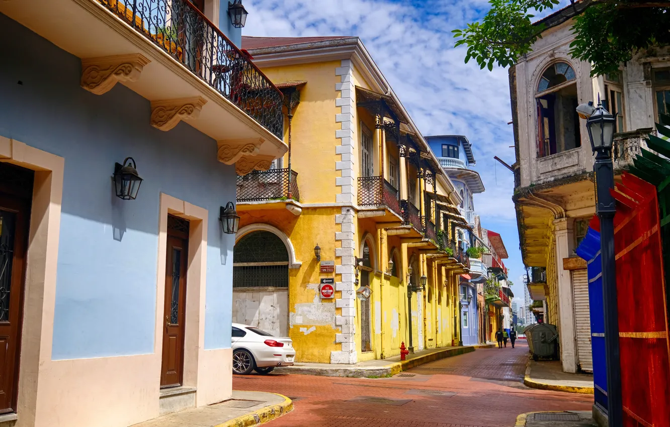 Фото обои Дома, Panama, Панама, Панама-Сити, Panama City, Old Quarter, Старый квартал