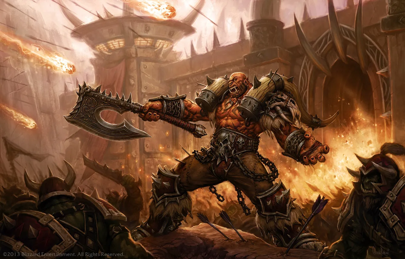 Фото обои Fantasy, Blizzard, Warrior, WarCraft, Illustration, Characters, Garrosh Hellscream, Glenn Rane