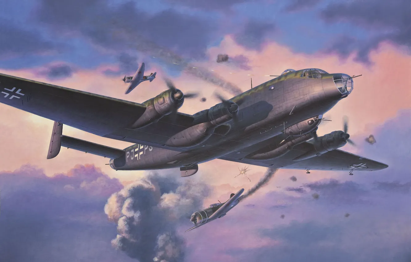 Фото обои небо, война, истребитель, бомбардировщик, Арт, Лавка, Ла-7, разведчик