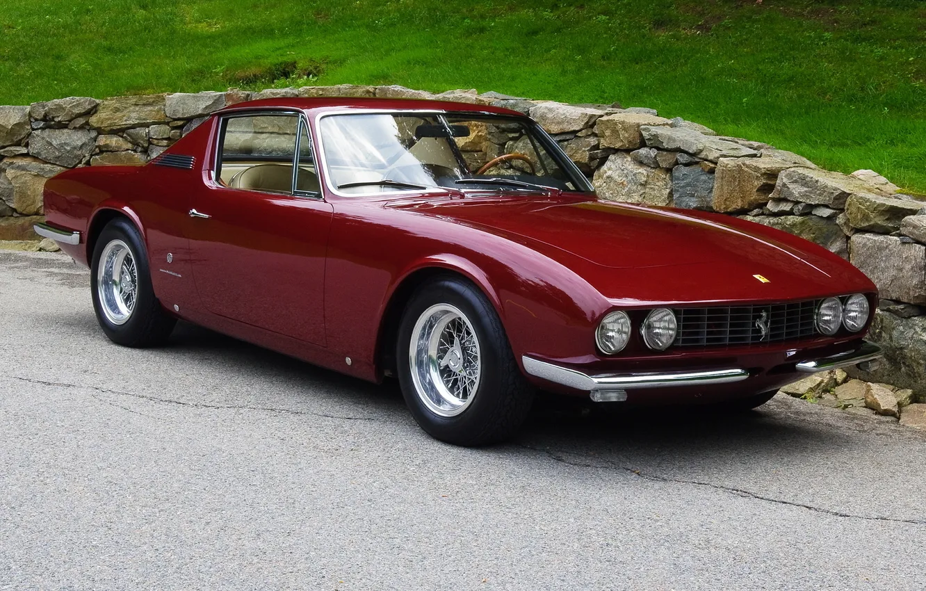 Фото обои дорога, камни, фары, Ferrari, классика, 1967, Coupe By Michelotti, 330 Gt