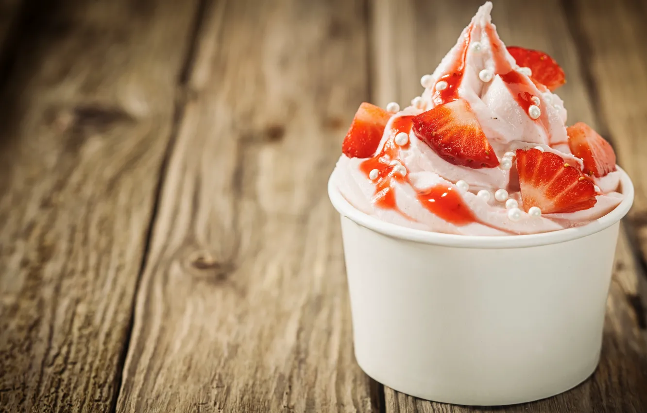 Фото обои cream, dessert, strawberries