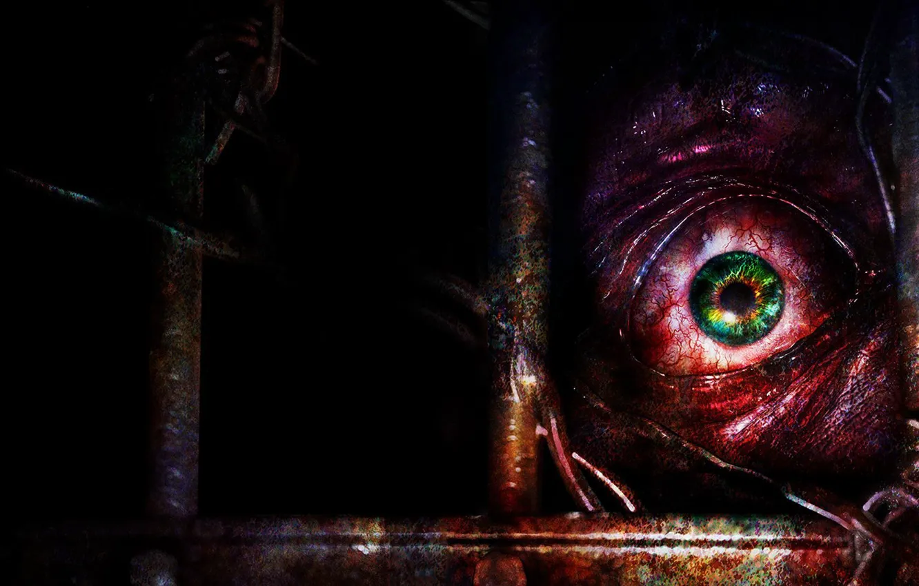 Фото обои Взгляд, Глаз, Вены, Зрачок, Capcom, Resident Evil Revelations 2