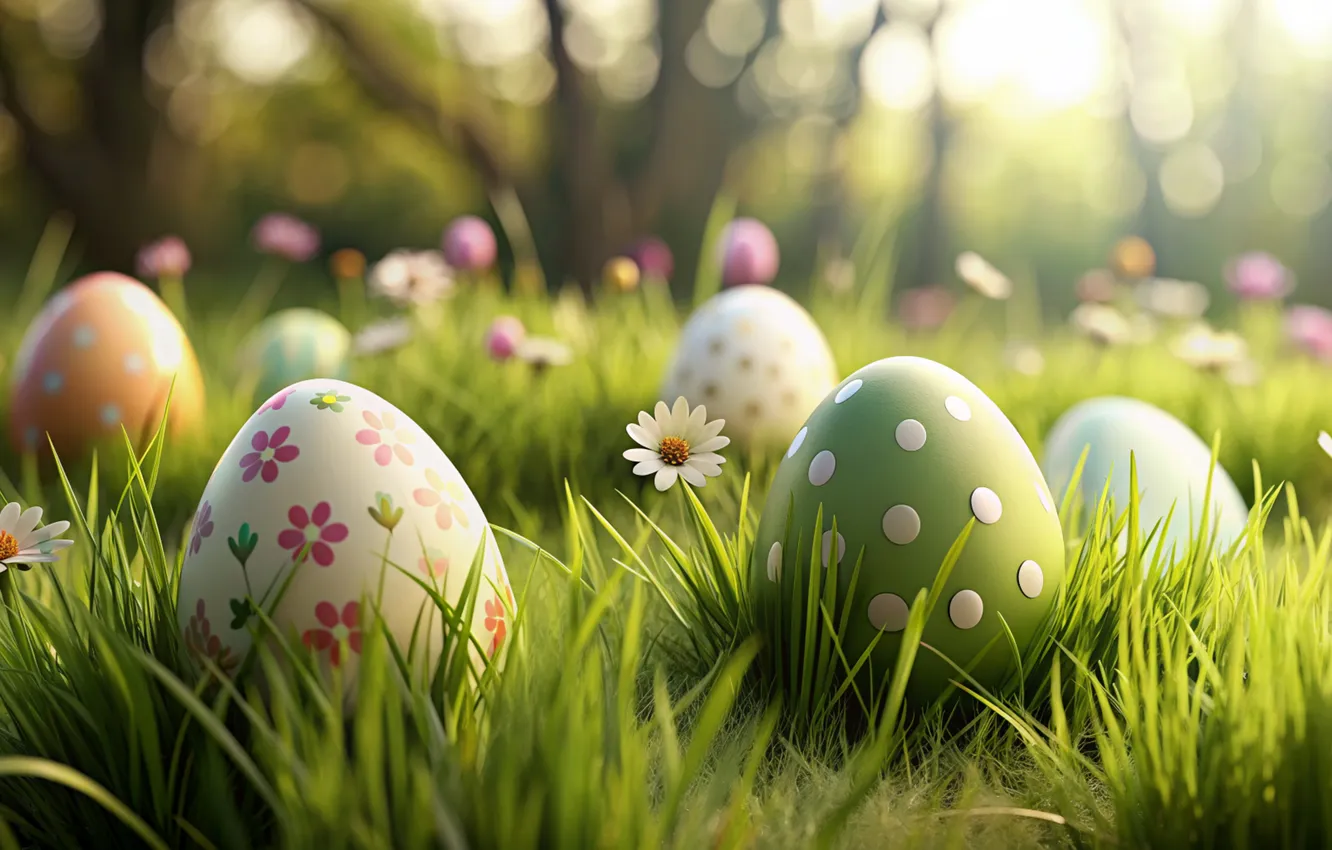 Фото обои цветы, яйца, весна, colorful, Пасха, happy, flowers, spring