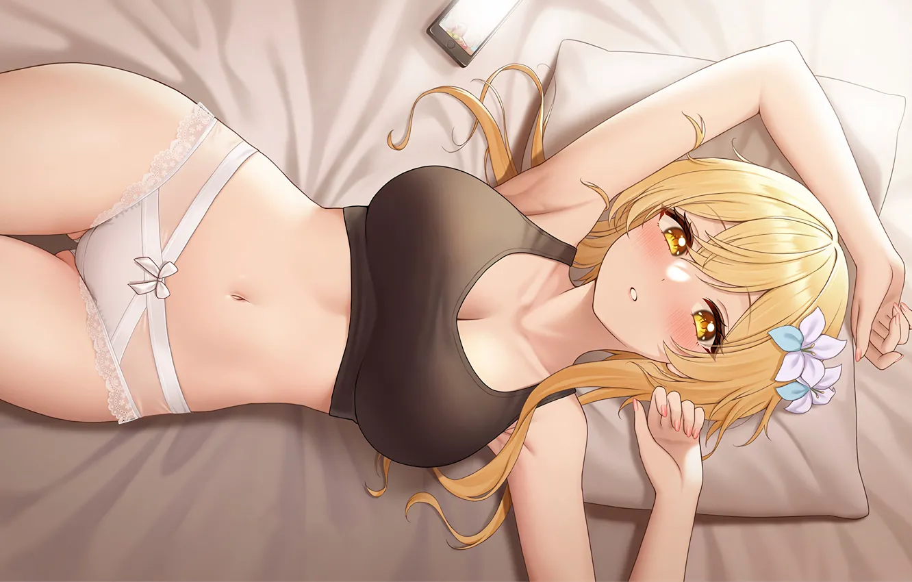 Фото обои girl, sexy, lingerie, pantsu, cleavage, panties, long hair, boobs