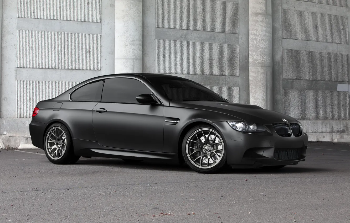 Фото обои bmw, e92, shadow, black matte, m3