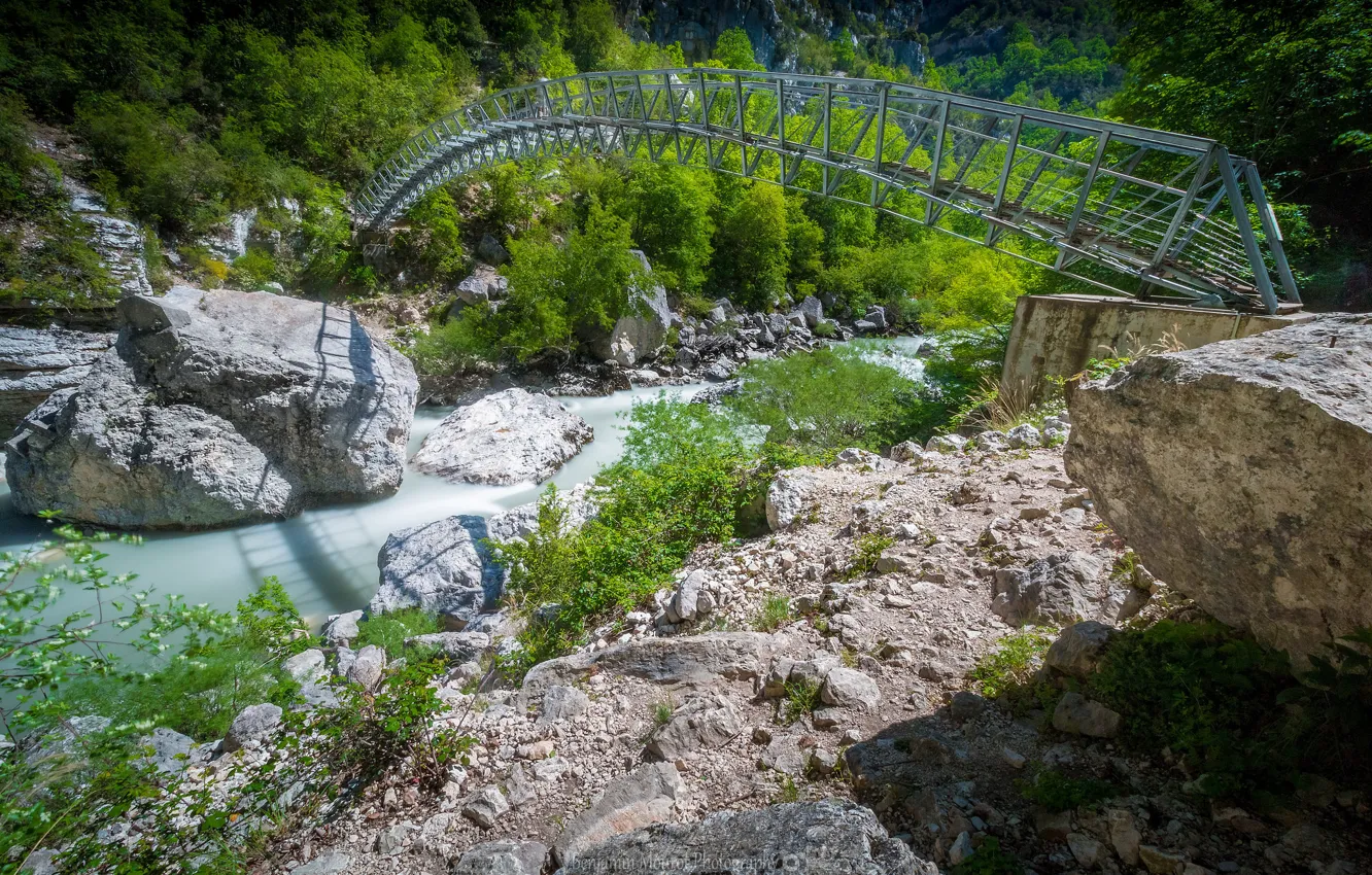 Фото обои мост, река, Франция, ущелье, Прованс-Альпы-Лазурный берег, Эгин