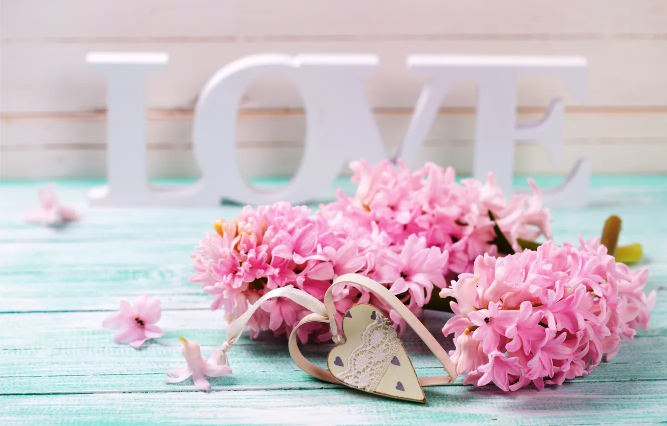 Фото обои love, vintage, heart, pink, flowers, romantic