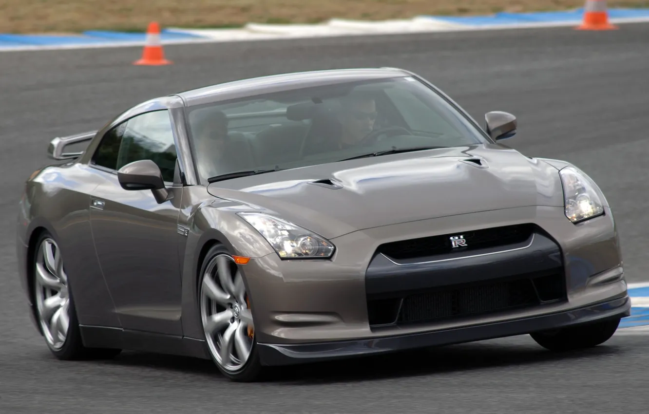 Фото обои трек, R35, Silver, Nisssan GTR