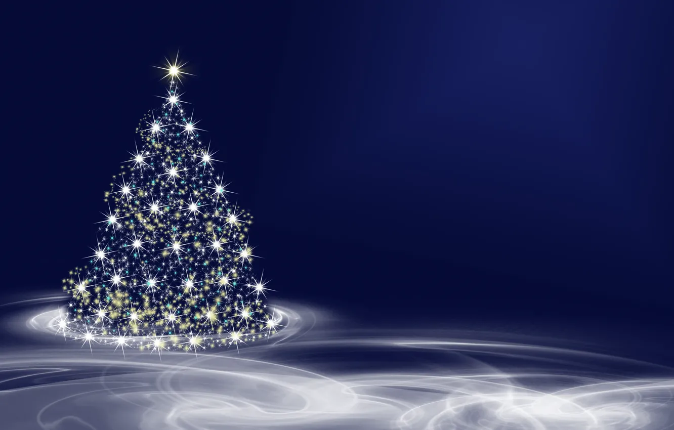 Фото обои зима, свет, сияние, праздник, вектор, Рождество, Новый год, ёлка