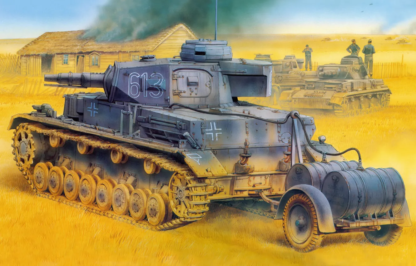 Фото обои рисунок, танк, немцы, вторая мировая война, вермахт, средний, Tauchpanzer, панцер 4