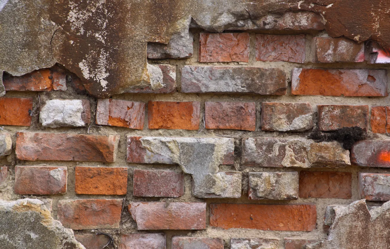 Фото обои wall, pattern, brick, broken bricks, reboque