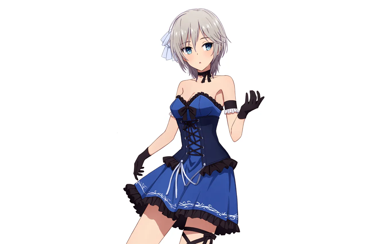 Фото обои girl, sexy, Anastasia, cleavage, dress, boobs, anime, blue eyes