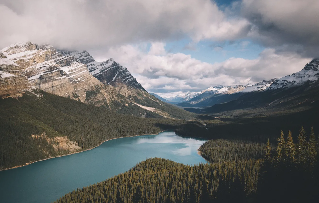 Фото обои горы, долина, Канада, озёра