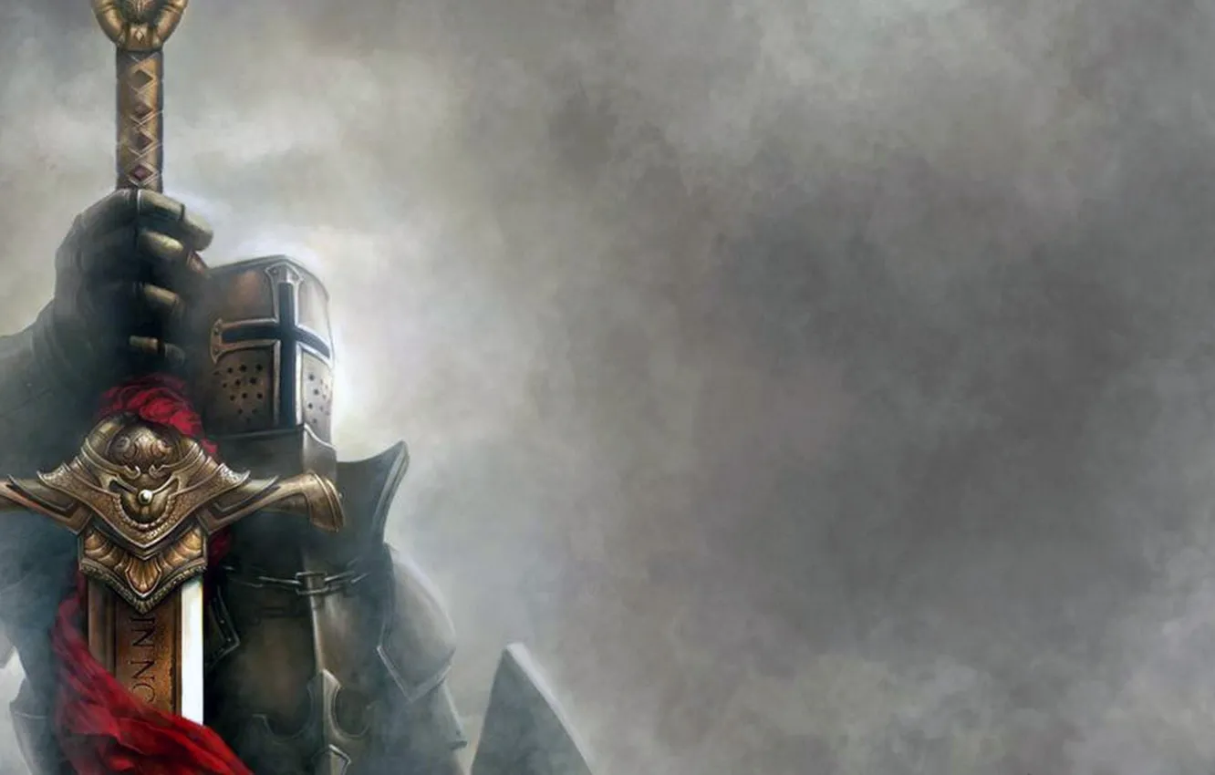Фото обои sword, armor, knight, helmet