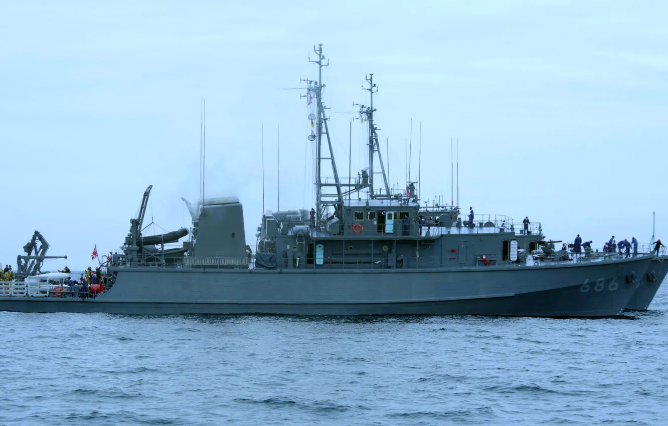 Фото обои Япония, тральщик, Ukushima, MSC-686